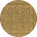 Round Oriental Brown Industrial Rug, urb1023brn