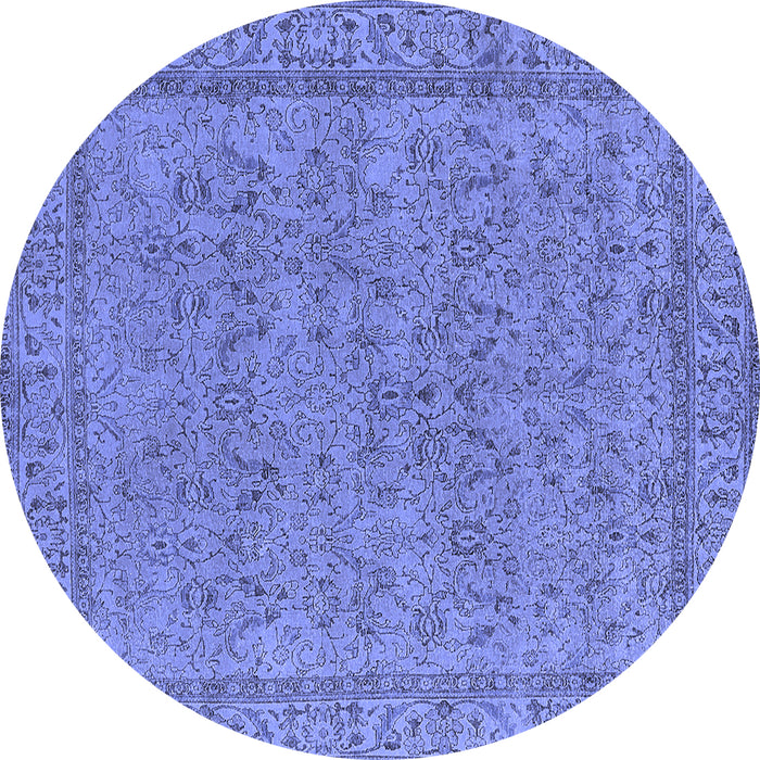 Round Oriental Blue Industrial Rug, urb1023blu