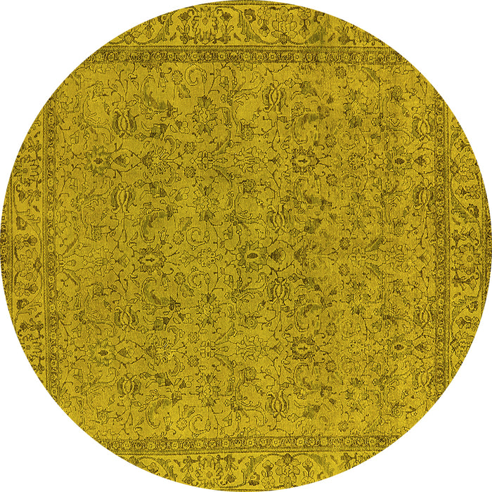 Round Oriental Yellow Industrial Rug, urb1023yw
