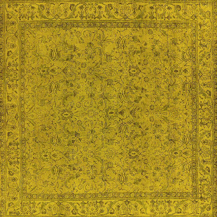 Square Machine Washable Oriental Yellow Industrial Rug, wshurb1023yw