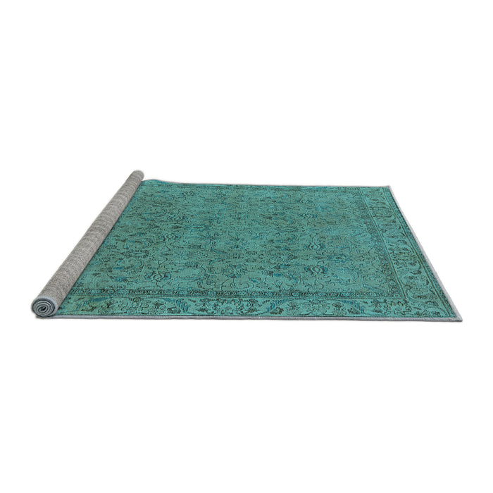Sideview of Machine Washable Oriental Light Blue Industrial Rug, wshurb1023lblu