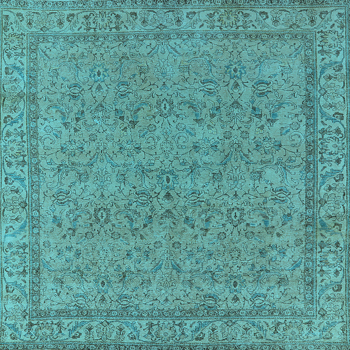 Square Machine Washable Oriental Light Blue Industrial Rug, wshurb1023lblu