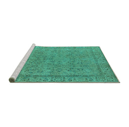 Sideview of Machine Washable Oriental Turquoise Industrial Area Rugs, wshurb1023turq