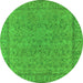 Round Oriental Green Industrial Rug, urb1023grn