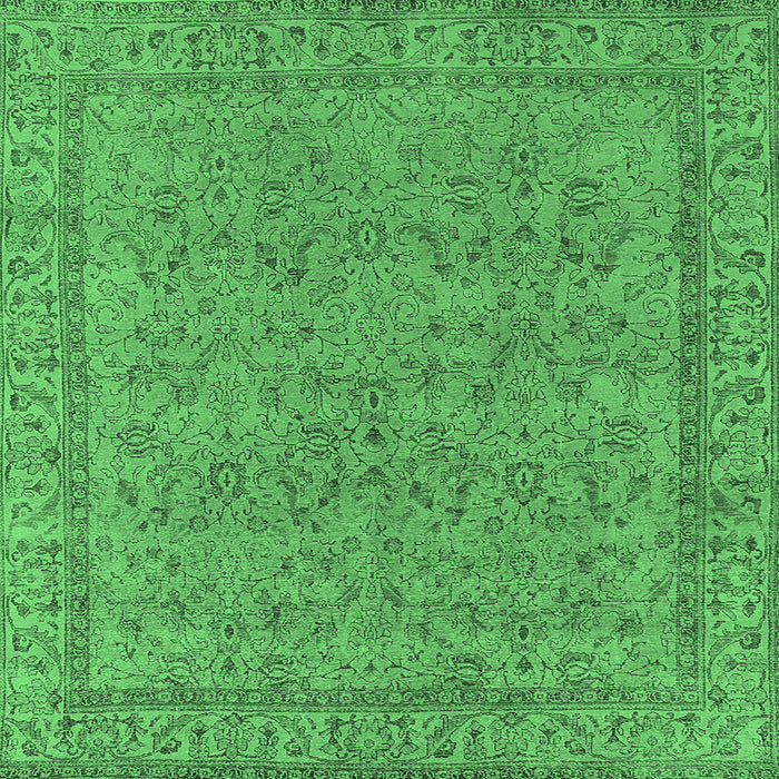 Square Oriental Emerald Green Industrial Rug, urb1023emgrn