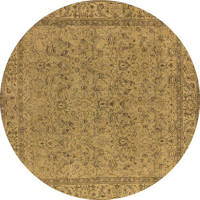 Round Machine Washable Oriental Brown Industrial Rug, wshurb1023brn