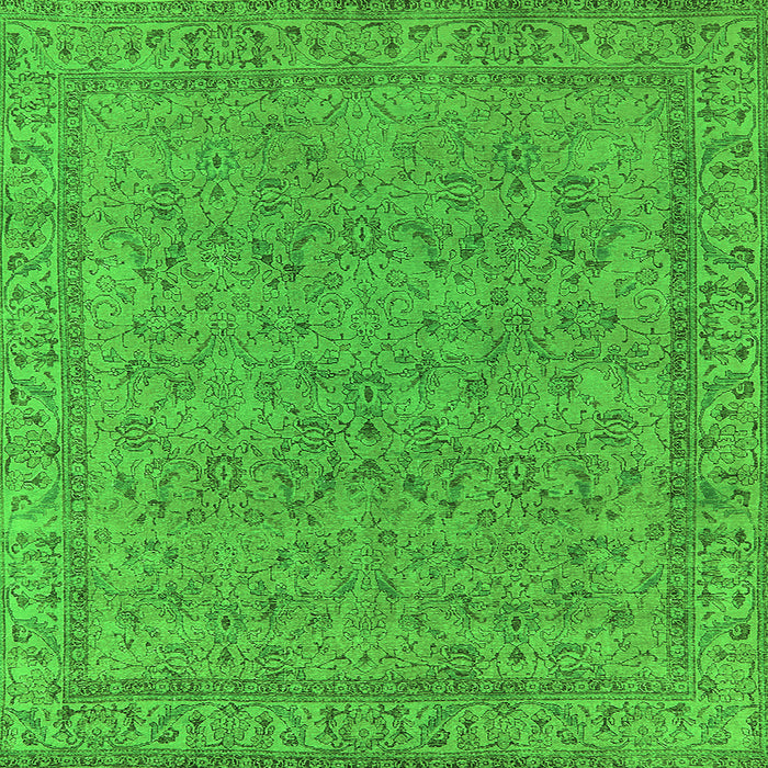 Square Machine Washable Oriental Green Industrial Area Rugs, wshurb1023grn