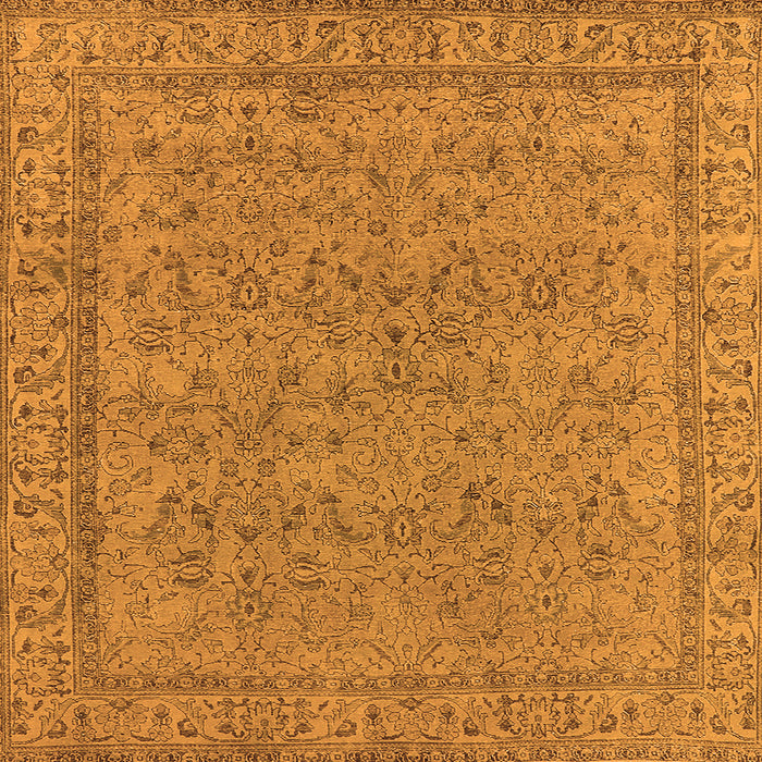 Square Machine Washable Oriental Orange Industrial Area Rugs, wshurb1023org