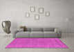 Machine Washable Oriental Pink Industrial Rug in a Living Room, wshurb1023pnk