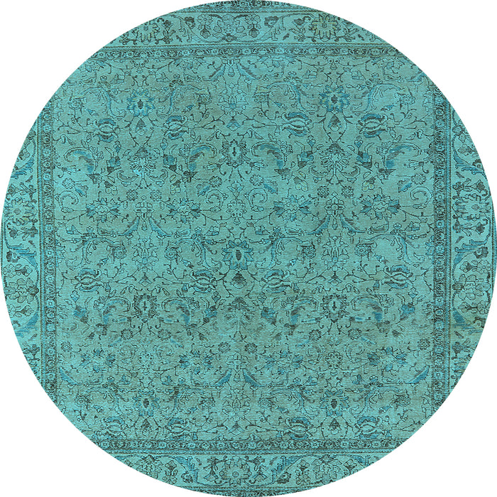 Round Oriental Light Blue Industrial Rug, urb1023lblu