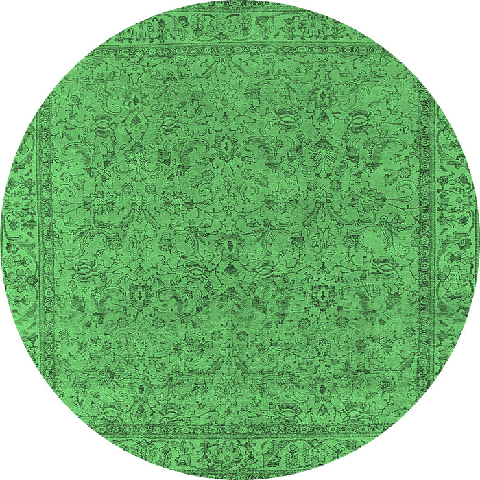 Round Oriental Emerald Green Industrial Rug, urb1023emgrn