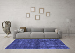 Machine Washable Oriental Blue Industrial Rug in a Living Room, wshurb1024blu