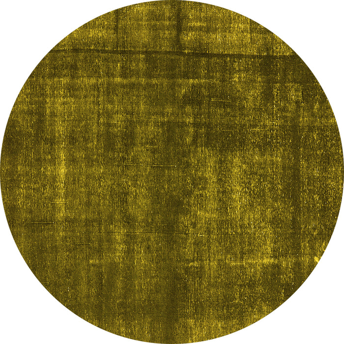 Round Machine Washable Oriental Yellow Industrial Rug, wshurb1024yw