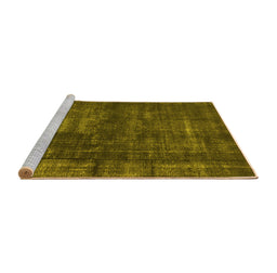 Sideview of Machine Washable Oriental Yellow Industrial Rug, wshurb1024yw