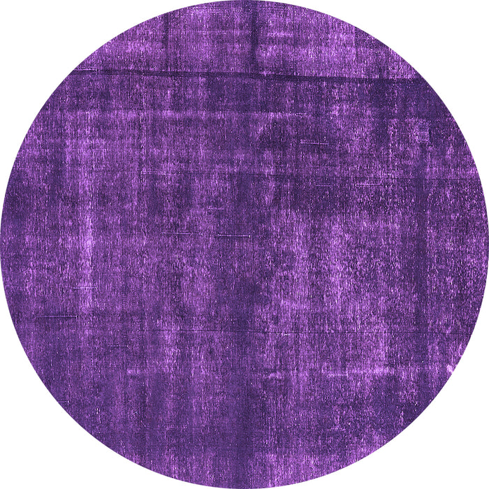 Round Machine Washable Oriental Purple Industrial Area Rugs, wshurb1024pur