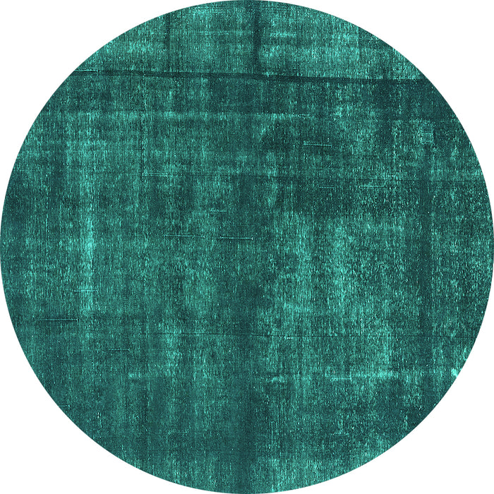 Round Machine Washable Oriental Turquoise Industrial Area Rugs, wshurb1024turq