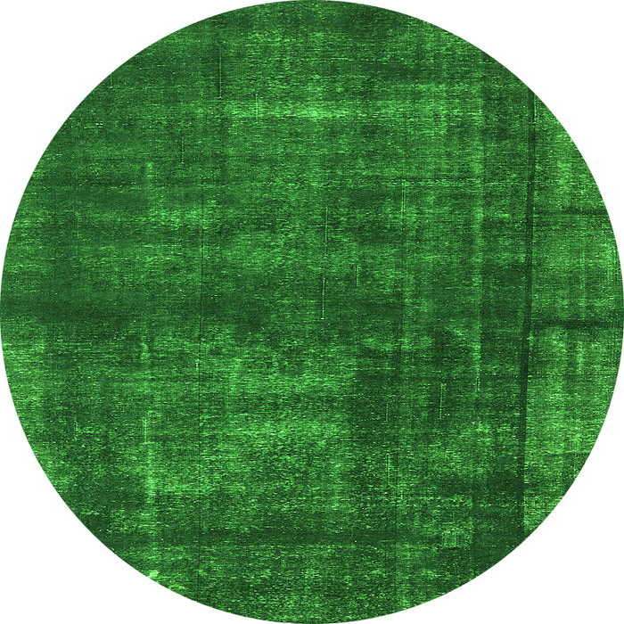 Round Machine Washable Oriental Green Industrial Area Rugs, wshurb1024grn