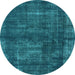 Round Oriental Light Blue Industrial Rug, urb1024lblu