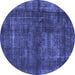 Round Oriental Blue Industrial Rug, urb1024blu