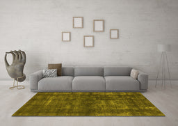 Machine Washable Oriental Yellow Industrial Rug in a Living Room, wshurb1024yw