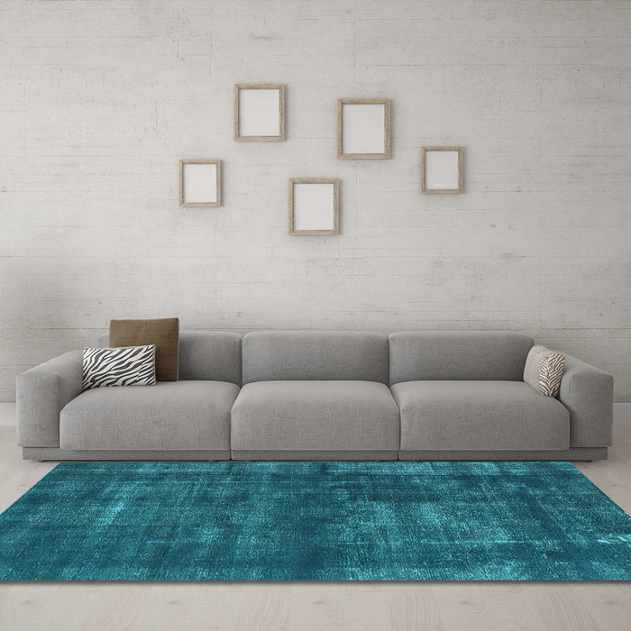 Machine Washable Oriental Light Blue Industrial Rug in a Living Room, wshurb1024lblu