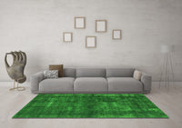 Machine Washable Oriental Green Industrial Rug, wshurb1024grn