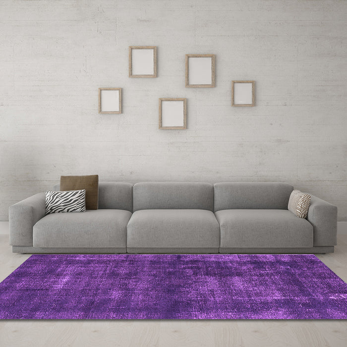 Machine Washable Oriental Purple Industrial Area Rugs in a Living Room, wshurb1024pur