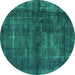 Round Oriental Turquoise Industrial Rug, urb1024turq