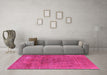 Machine Washable Oriental Pink Industrial Rug in a Living Room, wshurb1025pnk