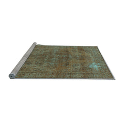 Sideview of Machine Washable Oriental Light Blue Industrial Rug, wshurb1025lblu