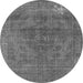 Round Machine Washable Oriental Gray Industrial Rug, wshurb1025gry