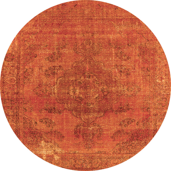 Round Oriental Orange Industrial Rug, urb1025org