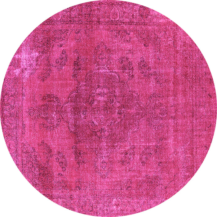 Round Machine Washable Oriental Pink Industrial Rug, wshurb1025pnk