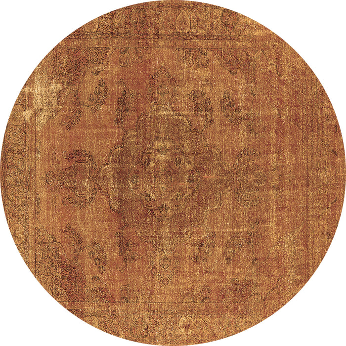 Round Oriental Brown Industrial Rug, urb1025brn