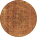 Round Oriental Brown Industrial Rug, urb1025brn