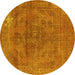 Round Oriental Yellow Industrial Rug, urb1025yw