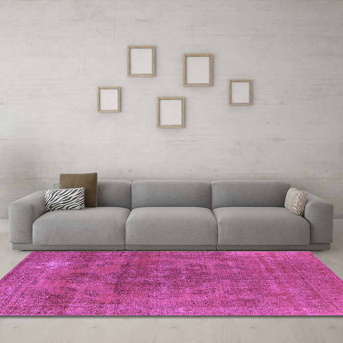 Machine Washable Oriental Purple Industrial Area Rugs in a Living Room, wshurb1025pur