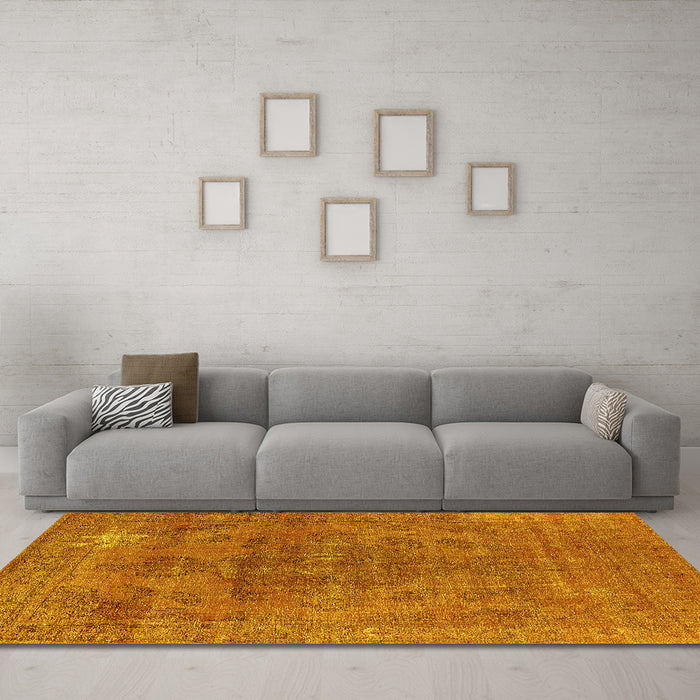 Machine Washable Oriental Yellow Industrial Rug in a Living Room, wshurb1025yw