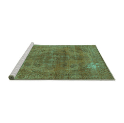 Sideview of Machine Washable Oriental Turquoise Industrial Area Rugs, wshurb1025turq