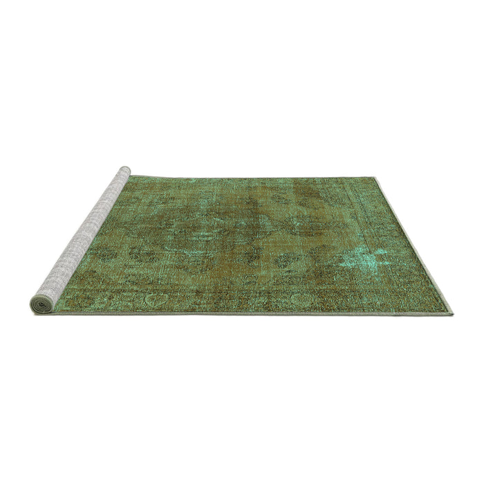 Sideview of Machine Washable Oriental Turquoise Industrial Area Rugs, wshurb1025turq