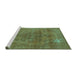 Sideview of Machine Washable Oriental Turquoise Industrial Area Rugs, wshurb1025turq