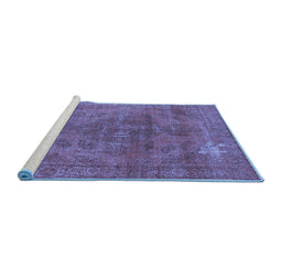 Sideview of Machine Washable Oriental Blue Industrial Rug, wshurb1025blu