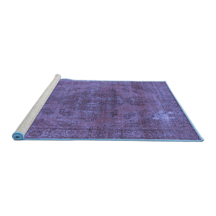 Sideview of Machine Washable Oriental Blue Industrial Rug, wshurb1025blu