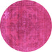 Round Oriental Pink Industrial Rug, urb1025pnk