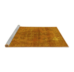 Sideview of Machine Washable Oriental Yellow Industrial Rug, wshurb1025yw