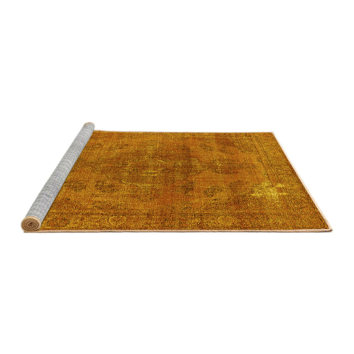 Sideview of Machine Washable Oriental Yellow Industrial Rug, wshurb1025yw