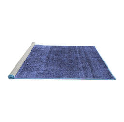 Sideview of Machine Washable Oriental Blue Industrial Rug, wshurb1026blu