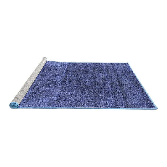 Sideview of Machine Washable Oriental Blue Industrial Rug, wshurb1026blu