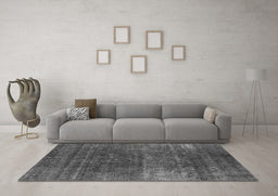 Machine Washable Oriental Gray Industrial Rug in a Living Room,, wshurb1026gry