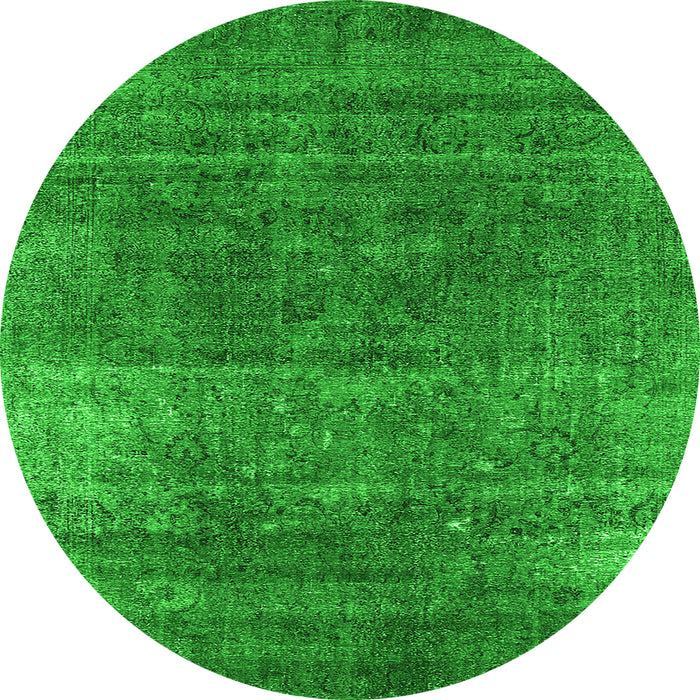 Round Oriental Green Industrial Rug, urb1026grn